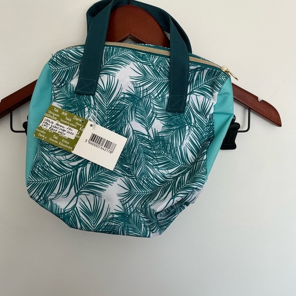 Yves Rocher Tropical Teal Leaf Print Women's Bag - Picture 2 of 4